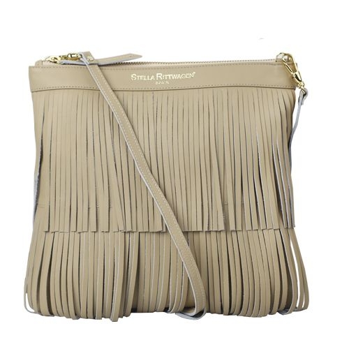 Bolso de flecos marron tostado de  piel primavera verano stella rittwagen